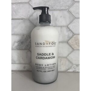 Sand + Fog Saddle & Cardamom Pump Bottle Body Lotion 15.7 fl oz New In Glass Jar